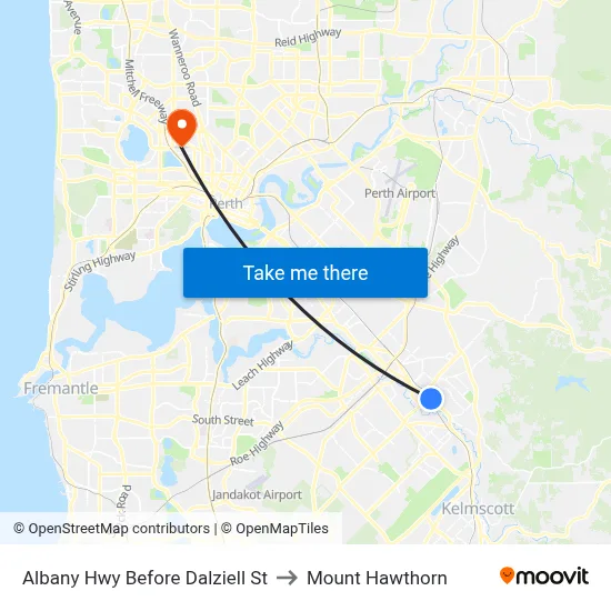 Albany Hwy Before Dalziell St to Mount Hawthorn map