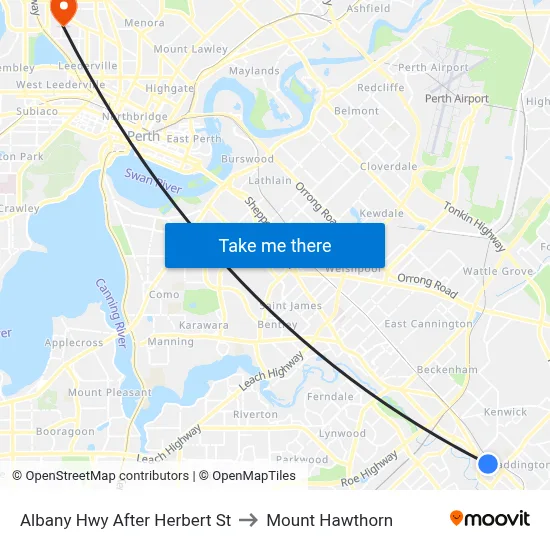 Albany Hwy After Herbert St to Mount Hawthorn map