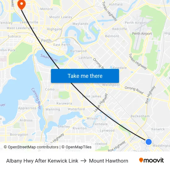Albany Hwy After Kenwick Link to Mount Hawthorn map