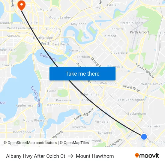 Albany Hwy After Ozich Ct to Mount Hawthorn map
