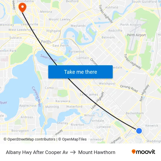 Albany Hwy After Cooper Av to Mount Hawthorn map