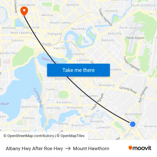 Albany Hwy After Roe Hwy to Mount Hawthorn map