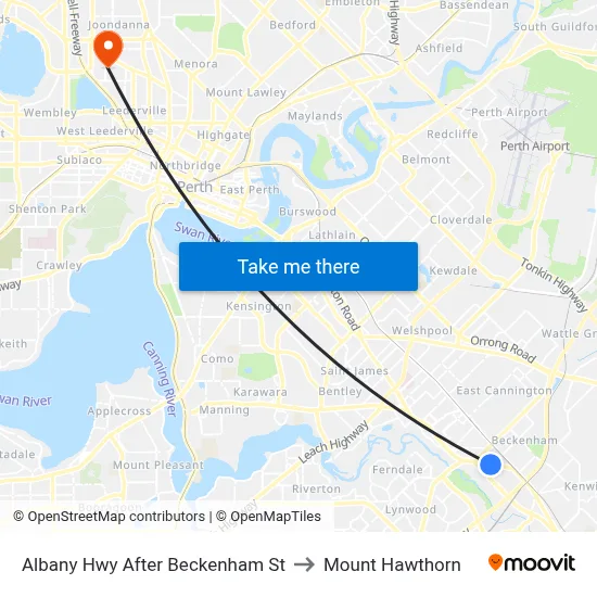Albany Hwy After Beckenham St to Mount Hawthorn map