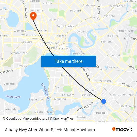 Albany Hwy After Wharf St to Mount Hawthorn map