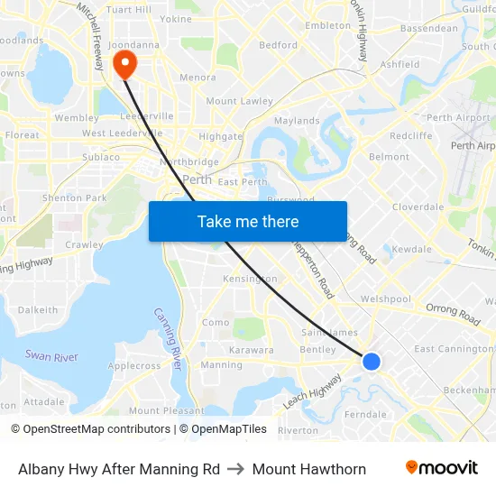 Albany Hwy After Manning Rd to Mount Hawthorn map