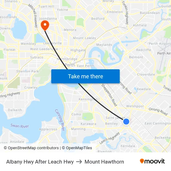 Albany Hwy After Leach Hwy to Mount Hawthorn map