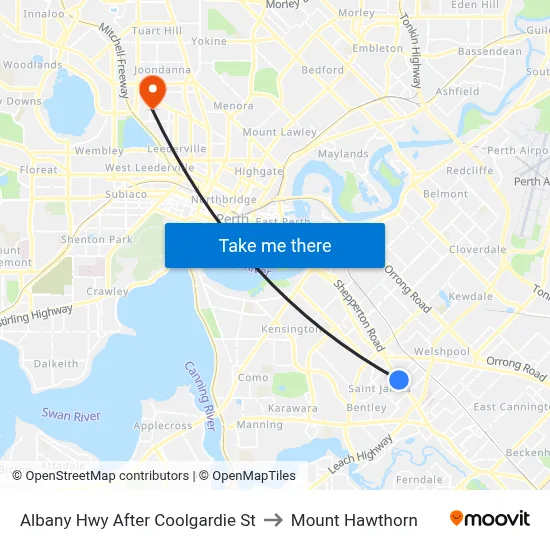 Albany Hwy After Coolgardie St to Mount Hawthorn map