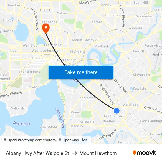 Albany Hwy After Walpole St to Mount Hawthorn map