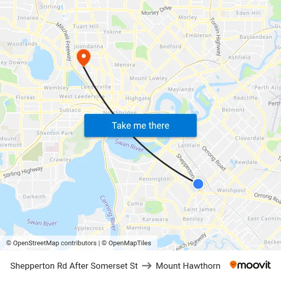 Shepperton Rd After Somerset St to Mount Hawthorn map