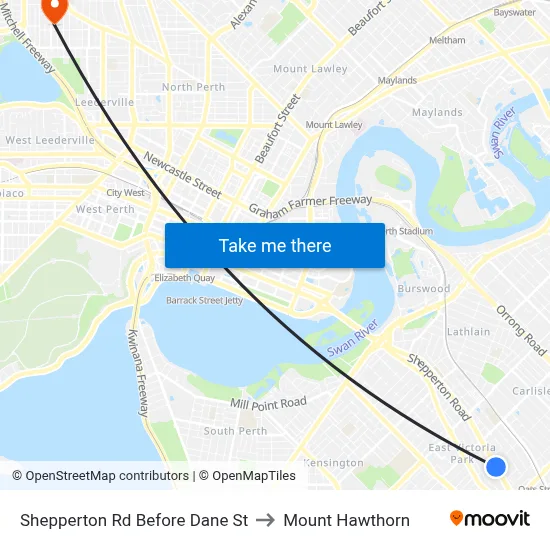Shepperton Rd Before Dane St to Mount Hawthorn map
