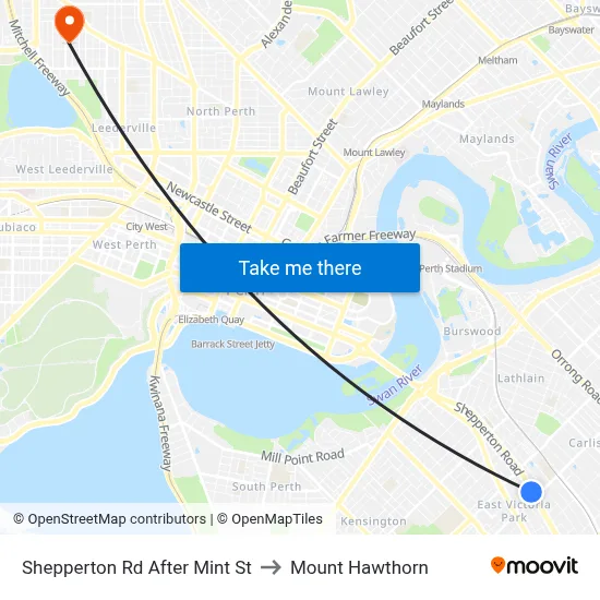 Shepperton Rd After Mint St to Mount Hawthorn map