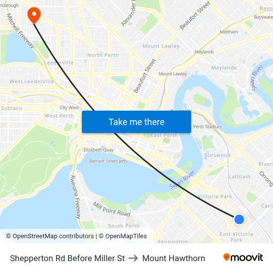Shepperton Rd Before Miller St to Mount Hawthorn map