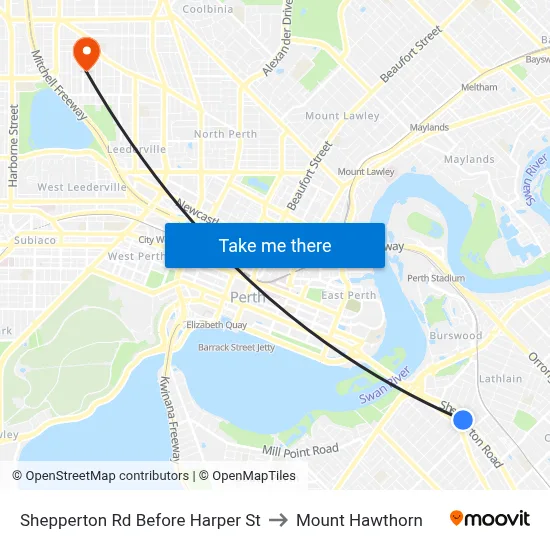 Shepperton Rd Before Harper St to Mount Hawthorn map