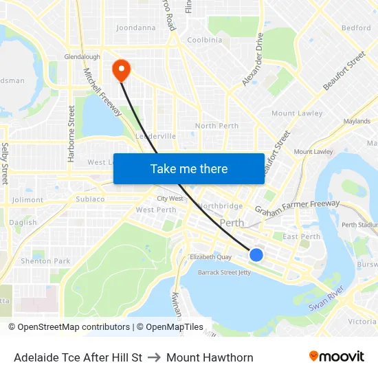 Adelaide Tce After Hill St to Mount Hawthorn map