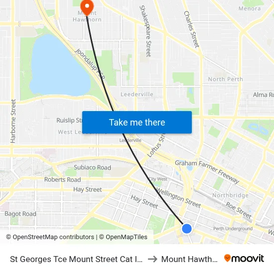 St Georges Tce Mount Street Cat Id 22 to Mount Hawthorn map