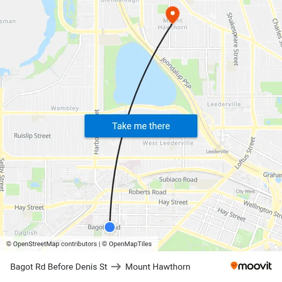 Bagot Rd Before Denis St to Mount Hawthorn map
