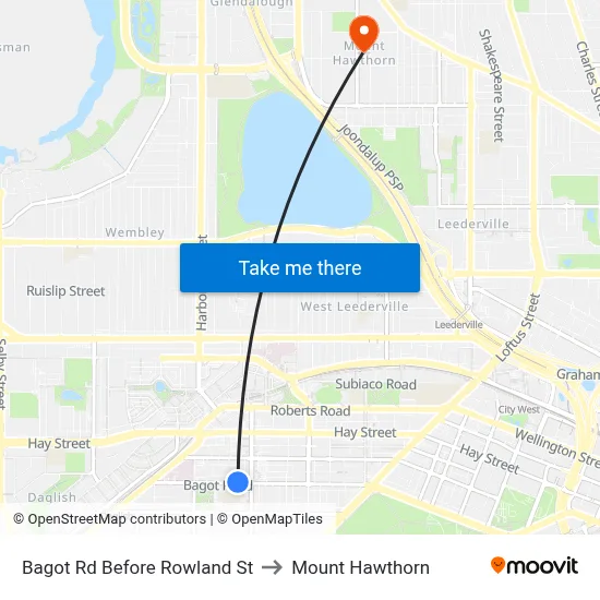 Bagot Rd Before Rowland St to Mount Hawthorn map