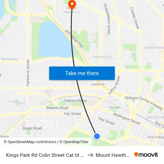 Kings Park Rd Colin Street Cat Id 142 to Mount Hawthorn map