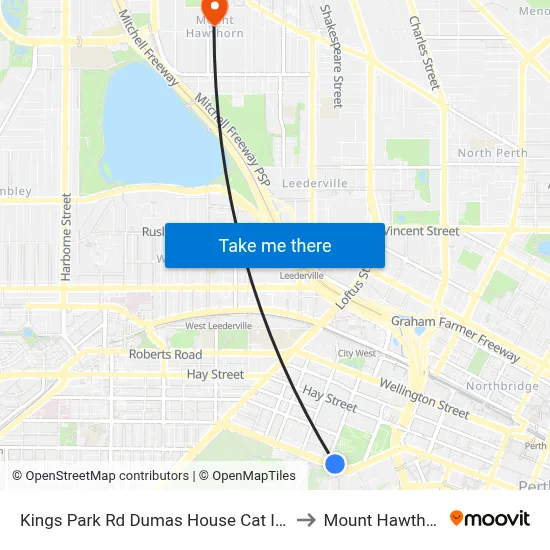 Kings Park Rd Dumas House Cat Id 44 to Mount Hawthorn map