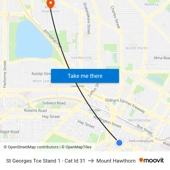 St Georges Tce Stand 1 -  Cat Id 31 to Mount Hawthorn map