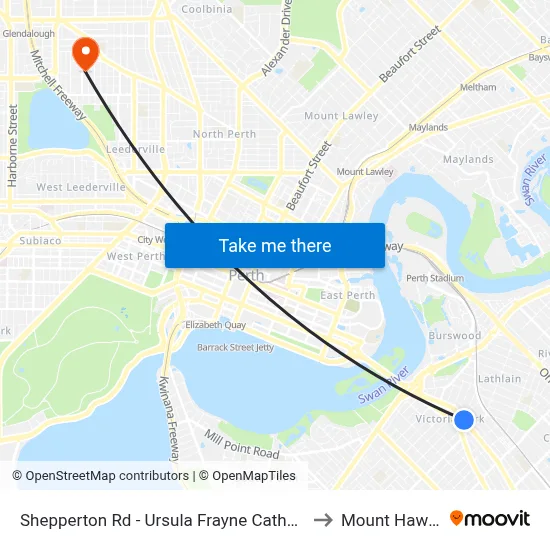 Shepperton Rd - Ursula Frayne Catholic Coll Sen to Mount Hawthorn map