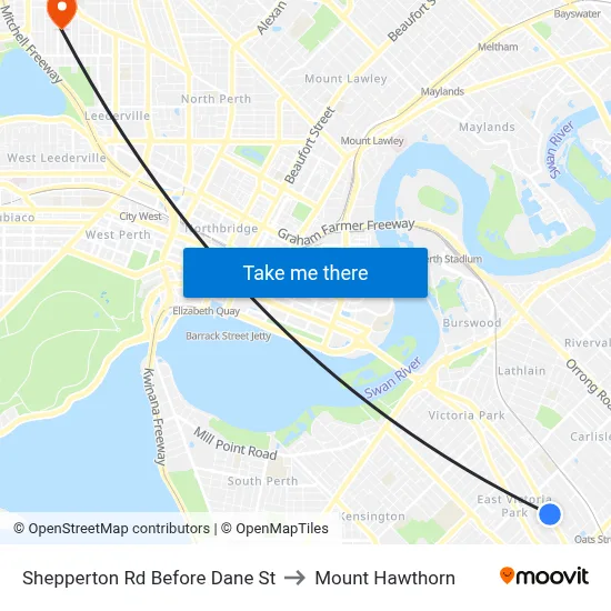 Shepperton Rd Before Dane St to Mount Hawthorn map