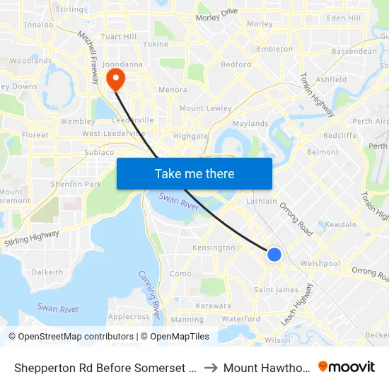 Shepperton Rd Before Somerset St to Mount Hawthorn map