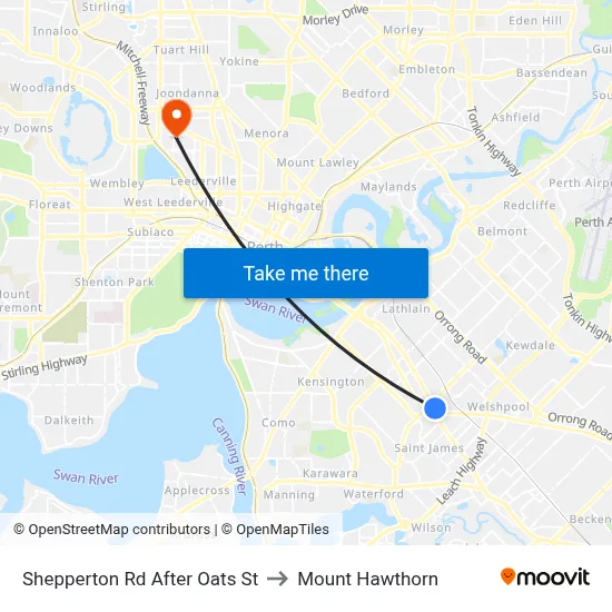 Shepperton Rd After Oats St to Mount Hawthorn map
