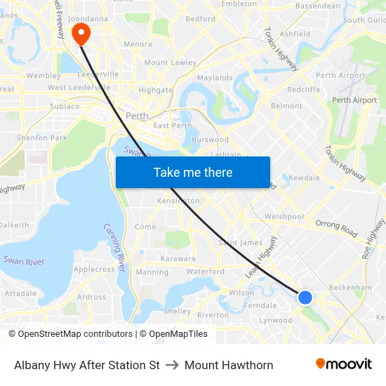 Albany Hwy After Station St to Mount Hawthorn map