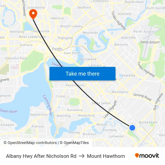 Albany Hwy After Nicholson Rd to Mount Hawthorn map
