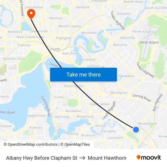 Albany Hwy Before Clapham St to Mount Hawthorn map