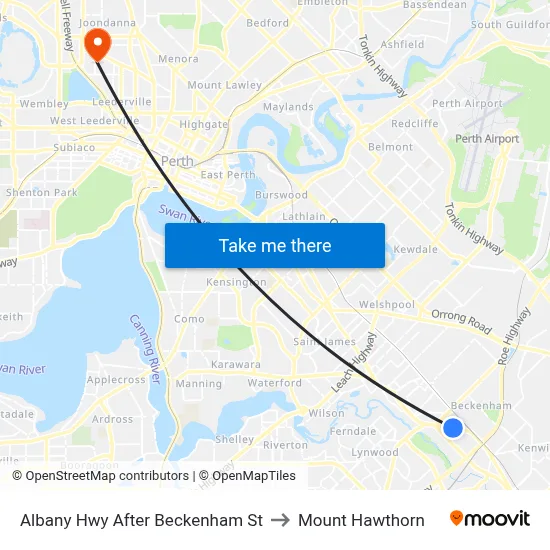 Albany Hwy After Beckenham St to Mount Hawthorn map