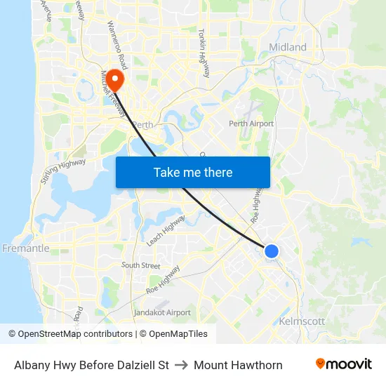 Albany Hwy Before Dalziell St to Mount Hawthorn map