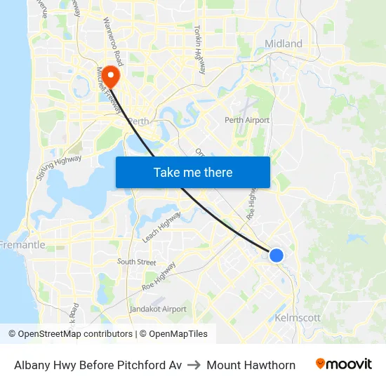 Albany Hwy Before Pitchford Av to Mount Hawthorn map