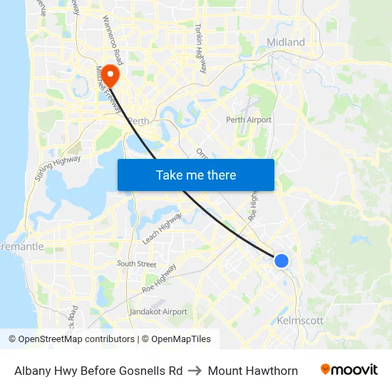Albany Hwy Before Gosnells Rd to Mount Hawthorn map