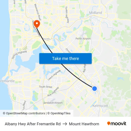 Albany Hwy After Fremantle Rd to Mount Hawthorn map