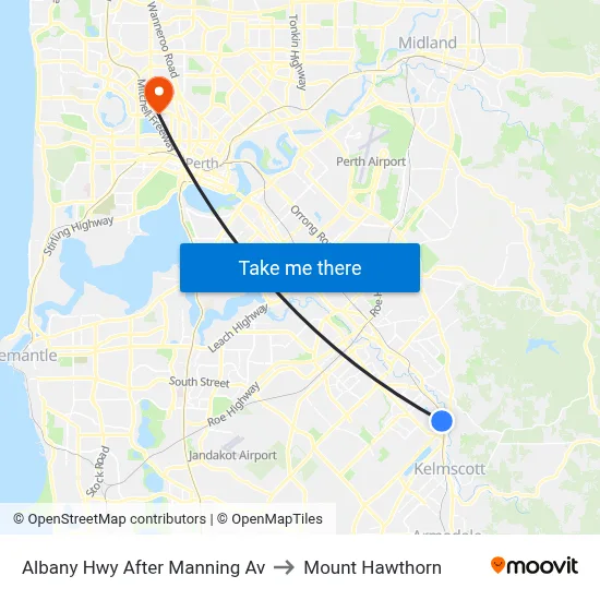 Albany Hwy After Manning Av to Mount Hawthorn map