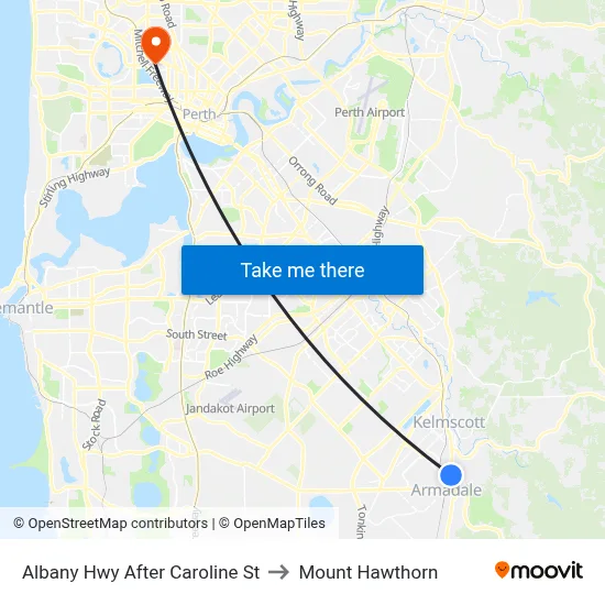 Albany Hwy After Caroline St to Mount Hawthorn map