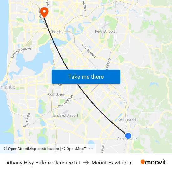 Albany Hwy Before Clarence Rd to Mount Hawthorn map