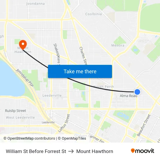 William St Before Forrest St to Mount Hawthorn map