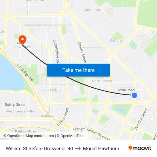 William St Before Grosvenor Rd to Mount Hawthorn map