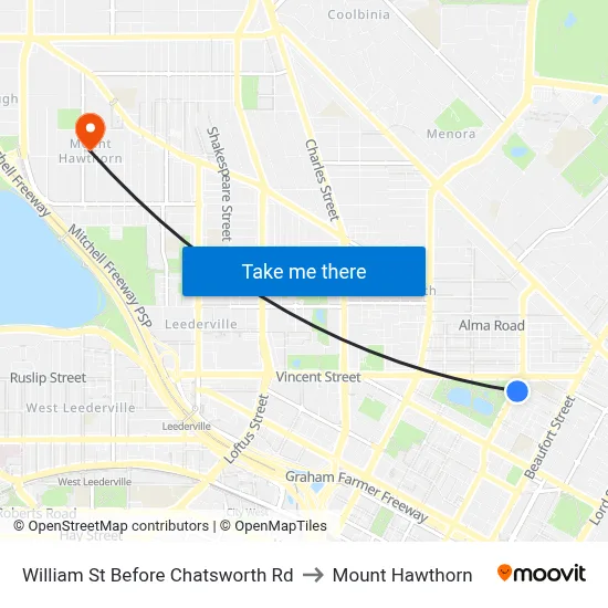 William St Before Chatsworth Rd to Mount Hawthorn map
