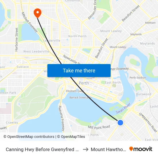 Canning Hwy Before Gwenyfred Rd to Mount Hawthorn map