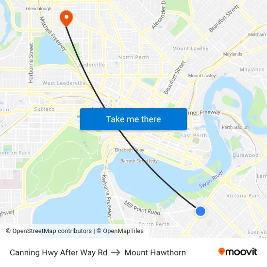 Canning Hwy After Way Rd to Mount Hawthorn map