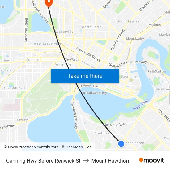 Canning Hwy Before Renwick St to Mount Hawthorn map