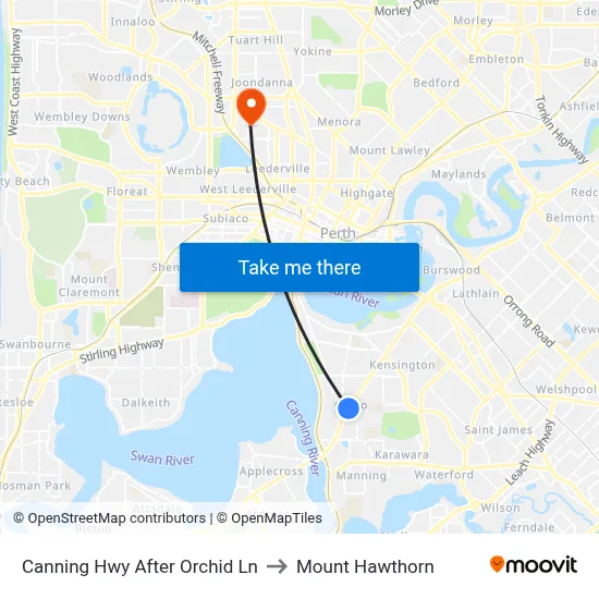 Canning Hwy After Orchid Ln to Mount Hawthorn map