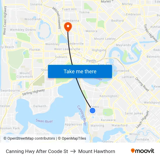 Canning Hwy After Coode St to Mount Hawthorn map
