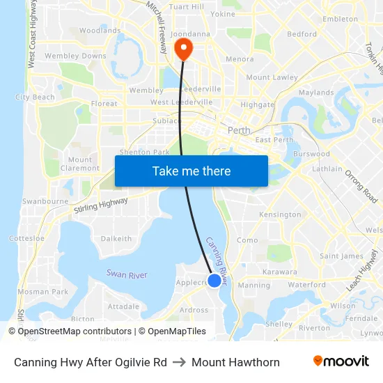 Canning Hwy After Ogilvie Rd to Mount Hawthorn map