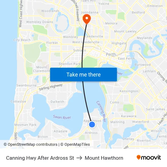 Canning Hwy After Ardross St to Mount Hawthorn map