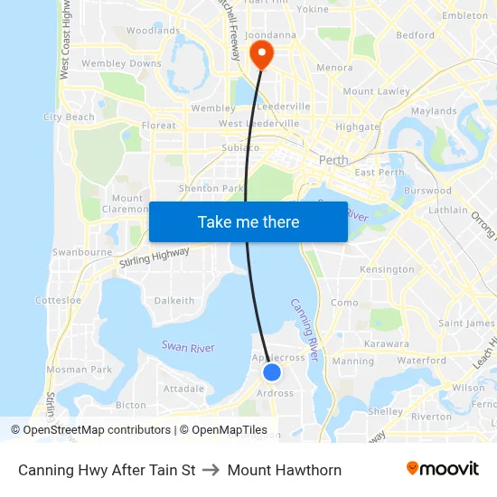 Canning Hwy After Tain St to Mount Hawthorn map